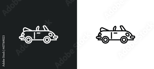 cabriolet line icon in white and black colors. cabriolet flat vector icon from cabriolet collection for web, mobile apps and ui.
