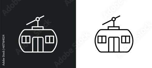 chairlift line icon in white and black colors. chairlift flat vector icon from chairlift collection for web, mobile apps and ui.