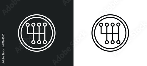 gearshift line icon in white and black colors. gearshift flat vector icon from gearshift collection for web, mobile apps and ui.
