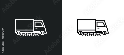 road sweeper line icon in white and black colors. road sweeper flat vector icon from road sweeper collection for web, mobile apps and ui.