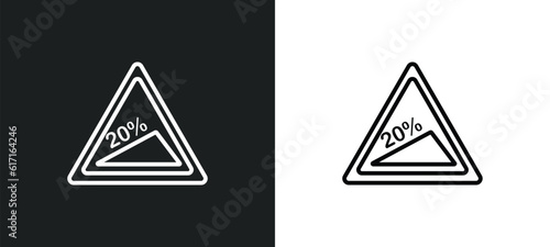 steep descent line icon in white and black colors. steep descent flat vector icon from steep descent collection for web  mobile apps and ui.