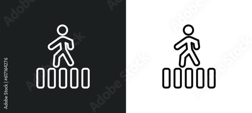 zebra crossing line icon in white and black colors. zebra crossing flat vector icon from zebra crossing collection for web, mobile apps and ui.