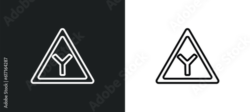 Free Download y intersection line icon in white and black colors. y intersection flat vector icon from y intersection collection for web, mobile apps and ui. - GFXLoad