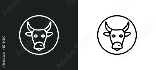 cattle line icon in white and black colors. cattle flat vector icon from cattle collection for web, mobile apps and ui.
