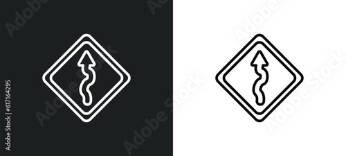 winding road line icon in white and black colors. winding road flat vector icon from winding road collection for web  mobile apps and ui.