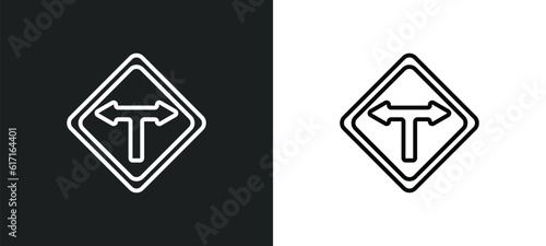 t junction line icon in white and black colors. t junction flat vector icon from t junction collection for web, mobile apps and ui.