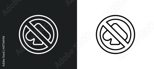 no gambling line icon in white and black colors. no gambling flat vector icon from no gambling collection for web, mobile apps and ui.
