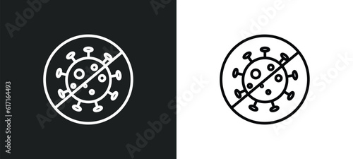 no virus line icon in white and black colors. no virus flat vector icon from no virus collection for web, mobile apps and ui.
