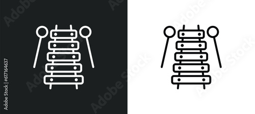 xylophone toy line icon in white and black colors. xylophone toy flat vector icon from xylophone toy collection for web, mobile apps and ui.
