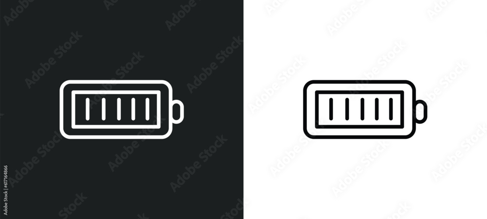 charged battery line icon in white and black colors. charged battery flat vector icon from charged battery collection for web, mobile apps and ui. charged battery line icon in white and black colors. charged battery flat vector icon from charged battery collection for web, mobile apps and ui.