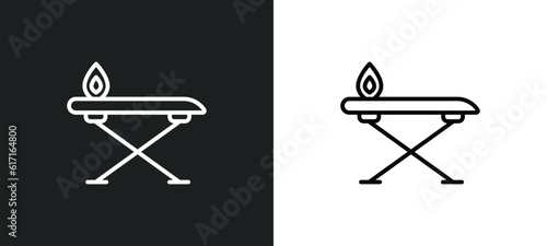 iron table line icon in white and black colors. iron table flat vector icon from iron table collection for web, mobile apps and ui.