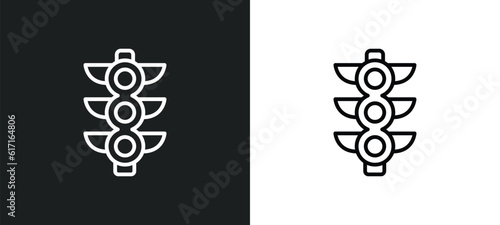 semaphore light line icon in white and black colors. semaphore light flat vector icon from semaphore light collection for web, mobile apps and ui.