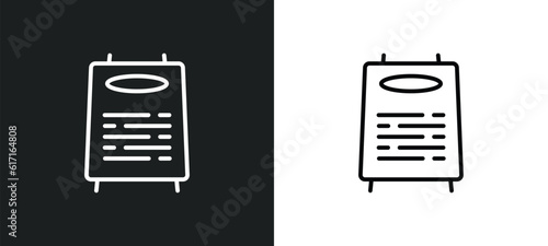 daily specials board line icon in white and black colors. daily specials board flat vector icon from daily specials board collection for web, mobile apps and ui.