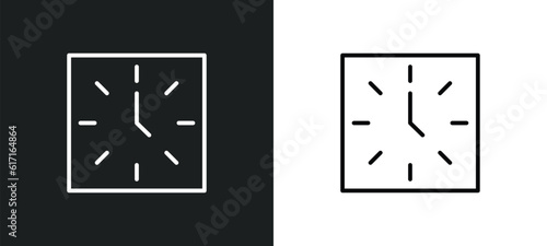 clocks line icon in white and black colors. clocks flat vector icon from clocks collection for web, mobile apps and ui.