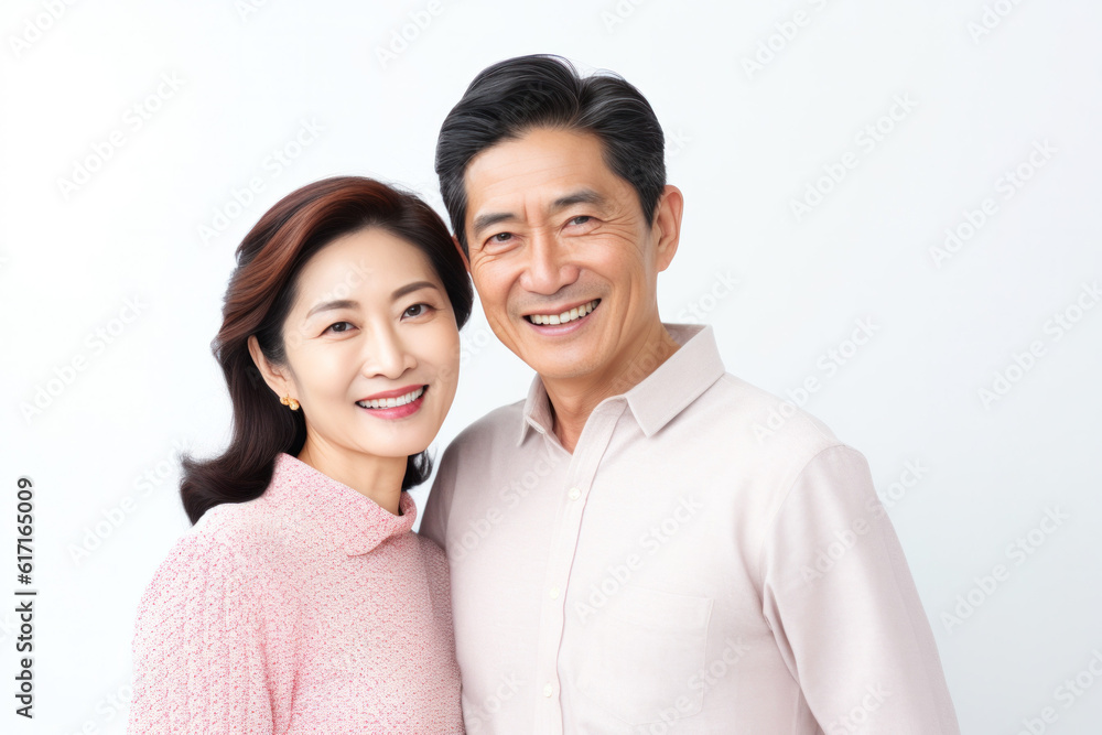 Happy couple in front of a white background ai generated Happy couple in front of a white background ai generated