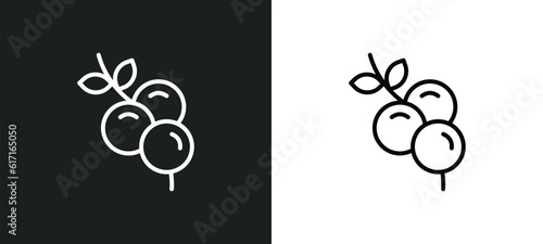 berries line icon in white and black colors. berries flat vector icon from berries collection for web, mobile apps and ui.