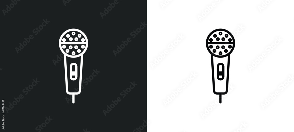 basic microphone line icon in white and black colors. basic microphone flat vector icon from basic microphone collection for web, mobile apps and ui. basic microphone line icon in white and black colors. basic microphone flat vector icon from basic microphone collection for web, mobile apps and ui.
