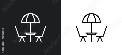 terrace line icon in white and black colors. terrace flat vector icon from terrace collection for web, mobile apps and ui.