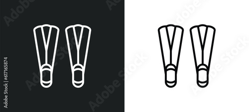 flippers line icon in white and black colors. flippers flat vector icon from flippers collection for web  mobile apps and ui.