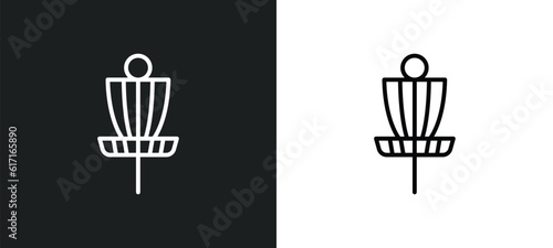 disc golf line icon in white and black colors. disc golf flat vector icon from disc golf collection for web, mobile apps and ui.