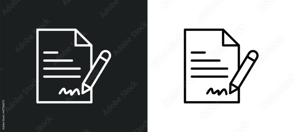 agreement line icon in white and black colors. agreement flat vector icon from agreement collection for web, mobile apps and ui. agreement line icon in white and black colors. agreement flat vector icon from agreement collection for web, mobile apps and ui.