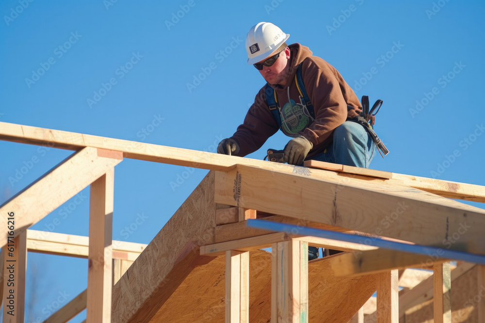 Carpenter building a house ai generated Carpenter building a house ai generated