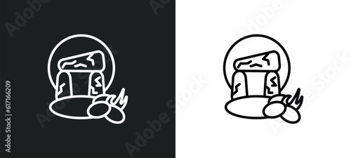 stonehenge line icon in white and black colors. stonehenge flat vector icon from stonehenge collection for web, mobile apps and ui.