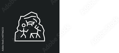 cave painting line icon in white and black colors. cave painting flat vector icon from cave painting collection for web, mobile apps and ui.