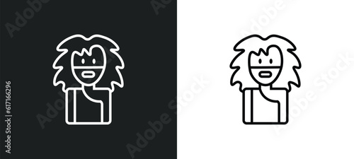 troglodyte line icon in white and black colors. troglodyte flat vector icon from troglodyte collection for web, mobile apps and ui.