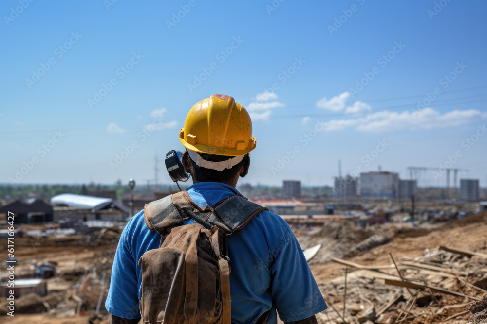 Construction worker outside at his workplace ai generated Construction worker outside at his workplace ai generated
