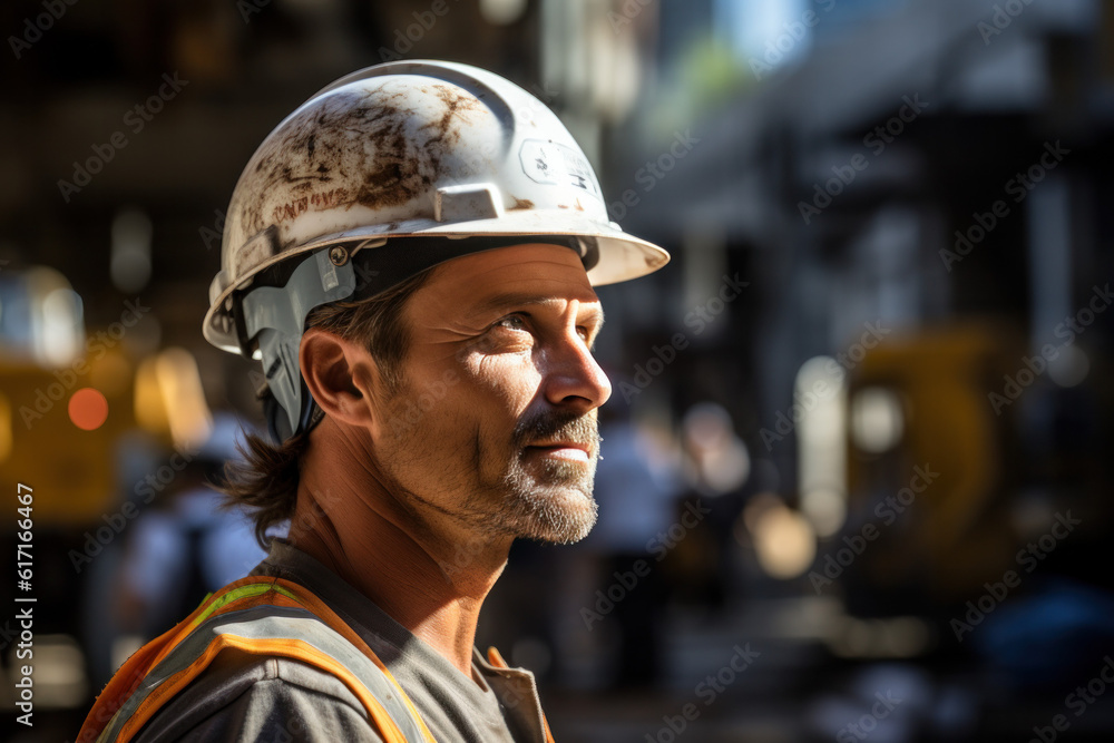 Construction worker outside at his workplace ai generated Construction worker outside at his workplace ai generated