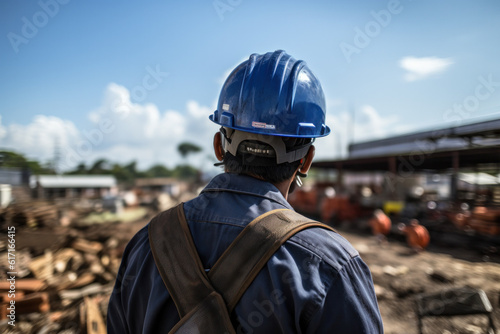 Construction worker outside at his workplace ai generated © Djomas