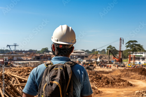 Construction worker outside at his workplace ai generated