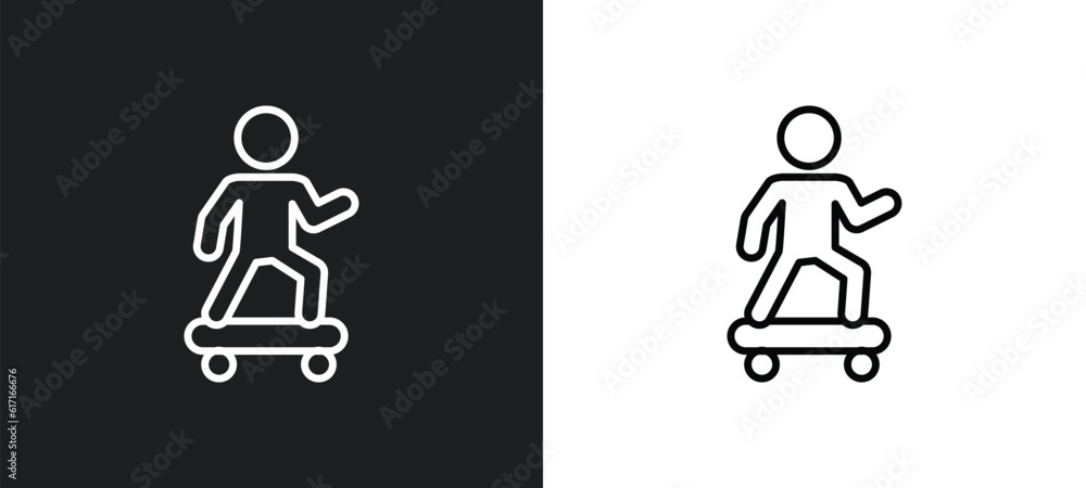 skating line icon in white and black colors. skating flat vector icon from skating collection for web, mobile apps and ui.