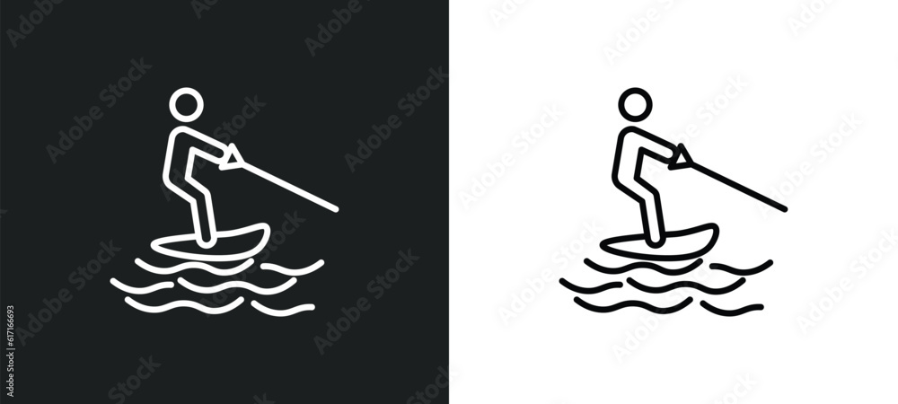 jet surfing line icon in white and black colors. jet surfing flat vector icon from jet surfing collection for web, mobile apps and ui.