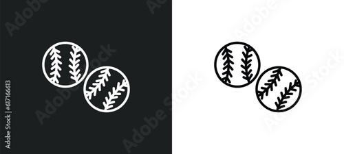baseball ball line icon in white and black colors. baseball ball flat vector icon from baseball ball collection for web, mobile apps and ui.