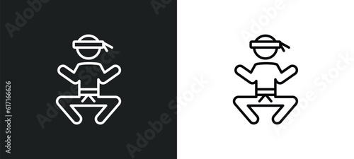 wushu line icon in white and black colors. wushu flat vector icon from wushu collection for web, mobile apps and ui.