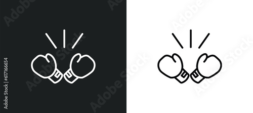 boxing glove line icon in white and black colors. boxing glove flat vector icon from boxing glove collection for web, mobile apps and ui.