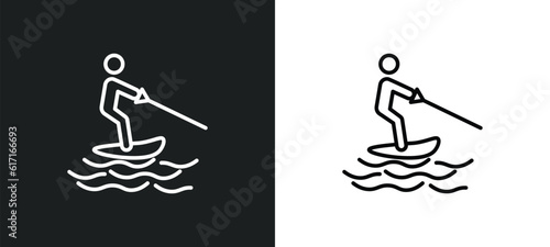 jet surfing line icon in white and black colors. jet surfing flat vector icon from jet surfing collection for web, mobile apps and ui.