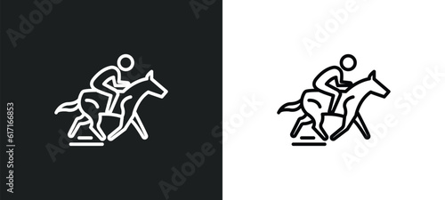 equestrianism line icon in white and black colors. equestrianism flat vector icon from equestrianism collection for web, mobile apps and ui.