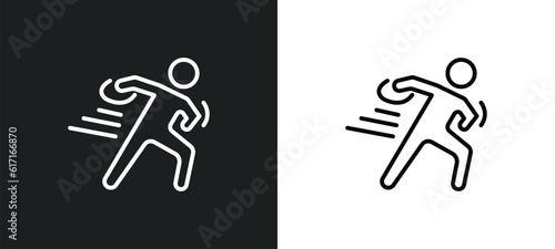 discus throw line icon in white and black colors. discus throw flat vector icon from discus throw collection for web, mobile apps and ui.