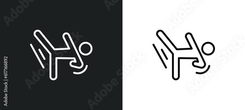 aikido line icon in white and black colors. aikido flat vector icon from aikido collection for web, mobile apps and ui.
