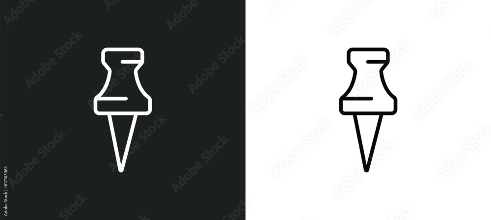 pinned line icon in white and black colors. pinned flat vector icon from pinned collection for web, mobile apps and ui. pinned line icon in white and black colors. pinned flat vector icon from pinned collection for web, mobile apps and ui.