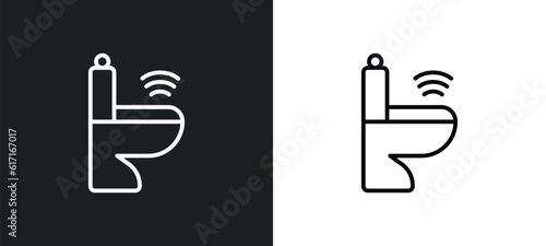 smart toilet line icon in white and black colors. smart toilet flat vector icon from smart toilet collection for web, mobile apps and ui.