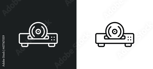 cd player line icon in white and black colors. cd player flat vector icon from cd player collection for web, mobile apps and ui.