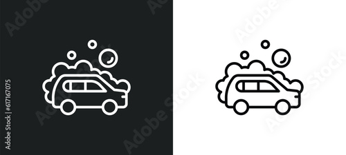 carwash line icon in white and black colors. carwash flat vector icon from carwash collection for web, mobile apps and ui.