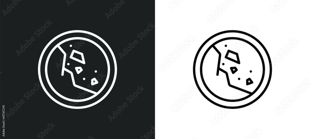 falling rocks line icon in white and black colors. falling rocks flat vector icon from falling rocks collection for web, mobile apps and ui.