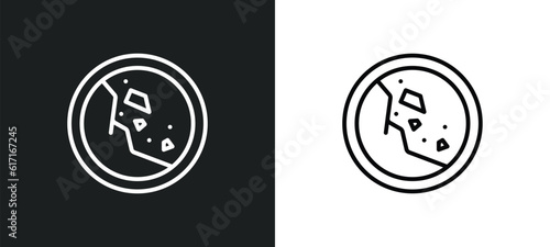 falling rocks line icon in white and black colors. falling rocks flat vector icon from falling rocks collection for web, mobile apps and ui.