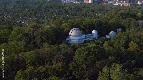 astronomical observatory in Berlin city. Nice aerial top view flight drone photo