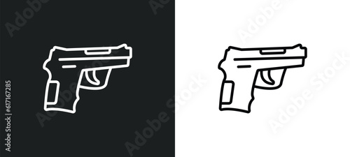 guns line icon in white and black colors. guns flat vector icon from guns collection for web, mobile apps and ui.